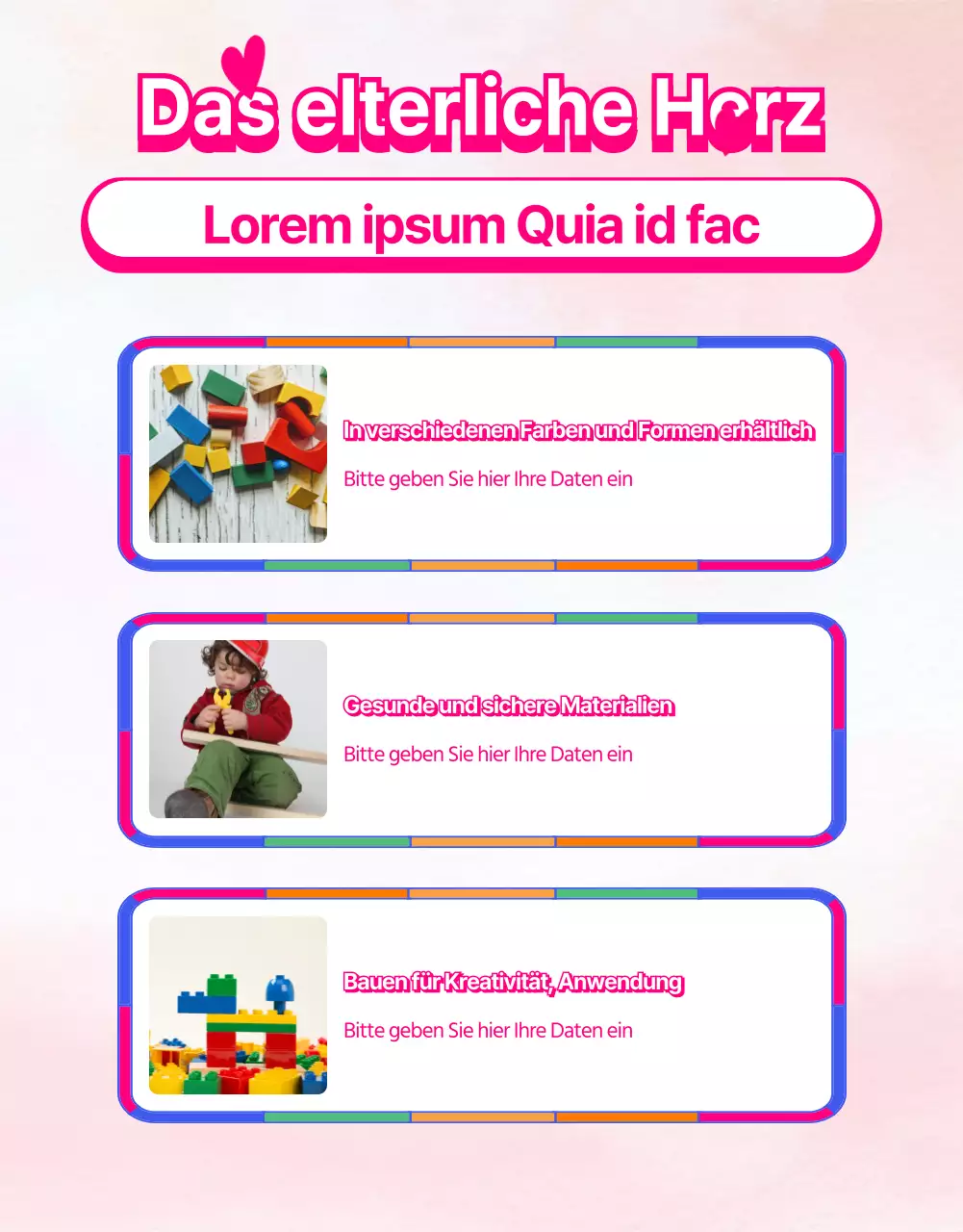 Buntes, regenbogenfarbenes Werbematerial für die Kindergemeinde