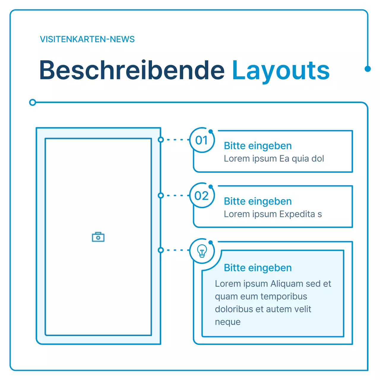 Ein Leitfaden für Unternehmensnewsletter in weißer und blauer Geometrie