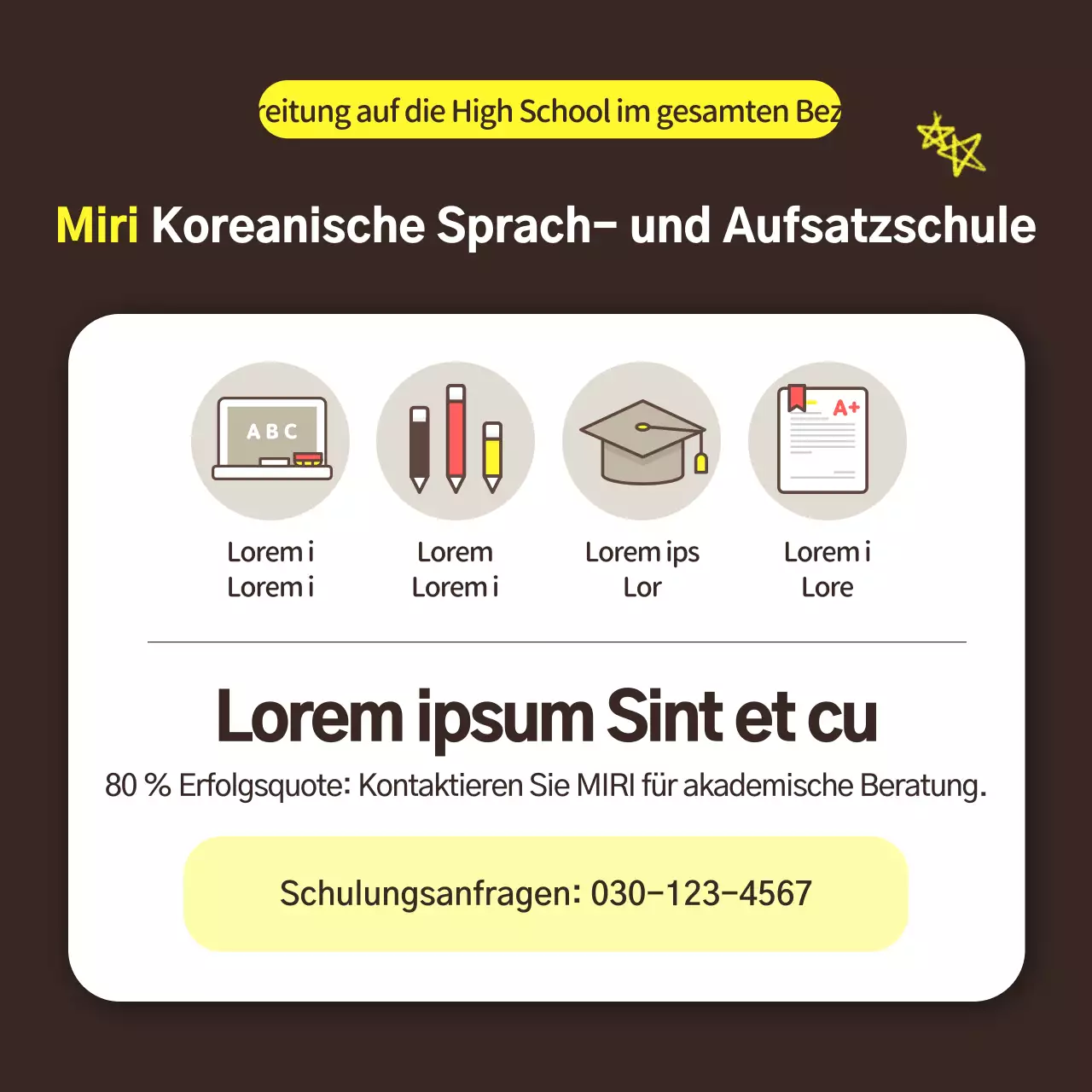 Eine einfache gelbe und schwarze innere Klasse Analyse Ausbildung Schule Rekrutierung Förderung