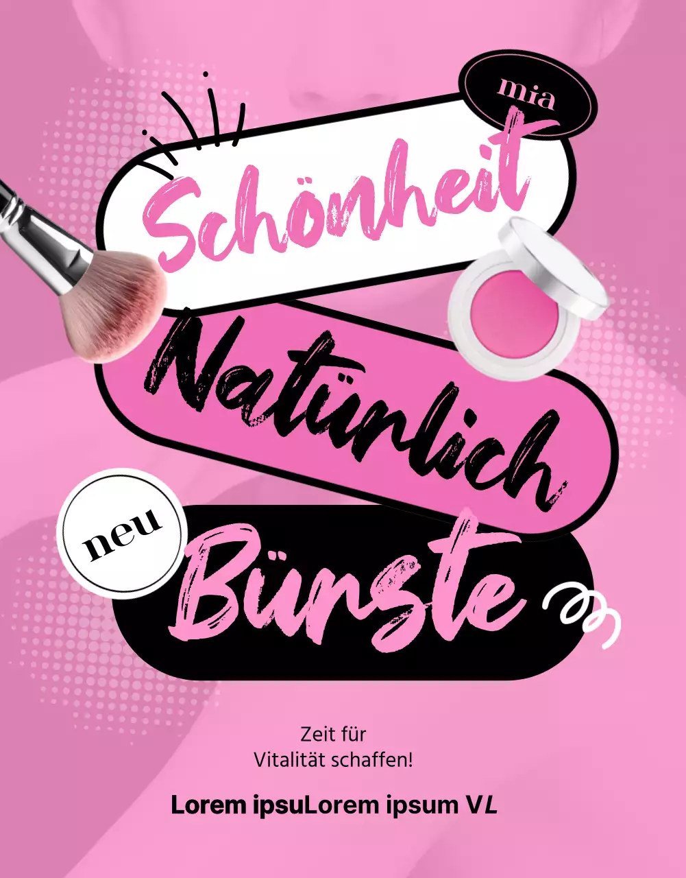 Förderung kitschiger Pinsel auf rosa Hintergrund