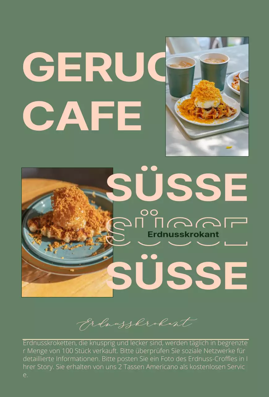 Menüs mit verschiedenen Layouts in grün bewerben