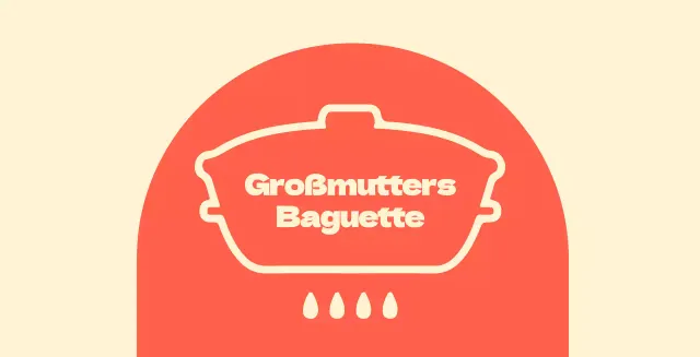 Großmutters Baguetteladen Balsa mit gewölbten roten Formen auf elfenbeinfarbenem Hintergrund