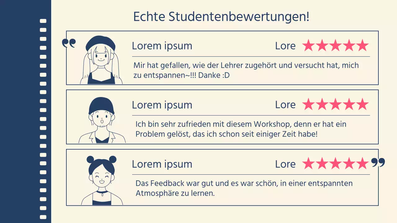 Cinemaconcept-Workshop in Marine- und Rosatönen