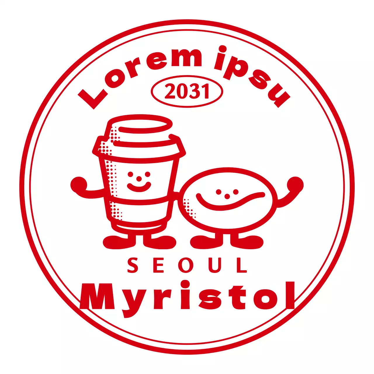 Einfach und niedlich illustriert Emblem Logo Stil Café in rot