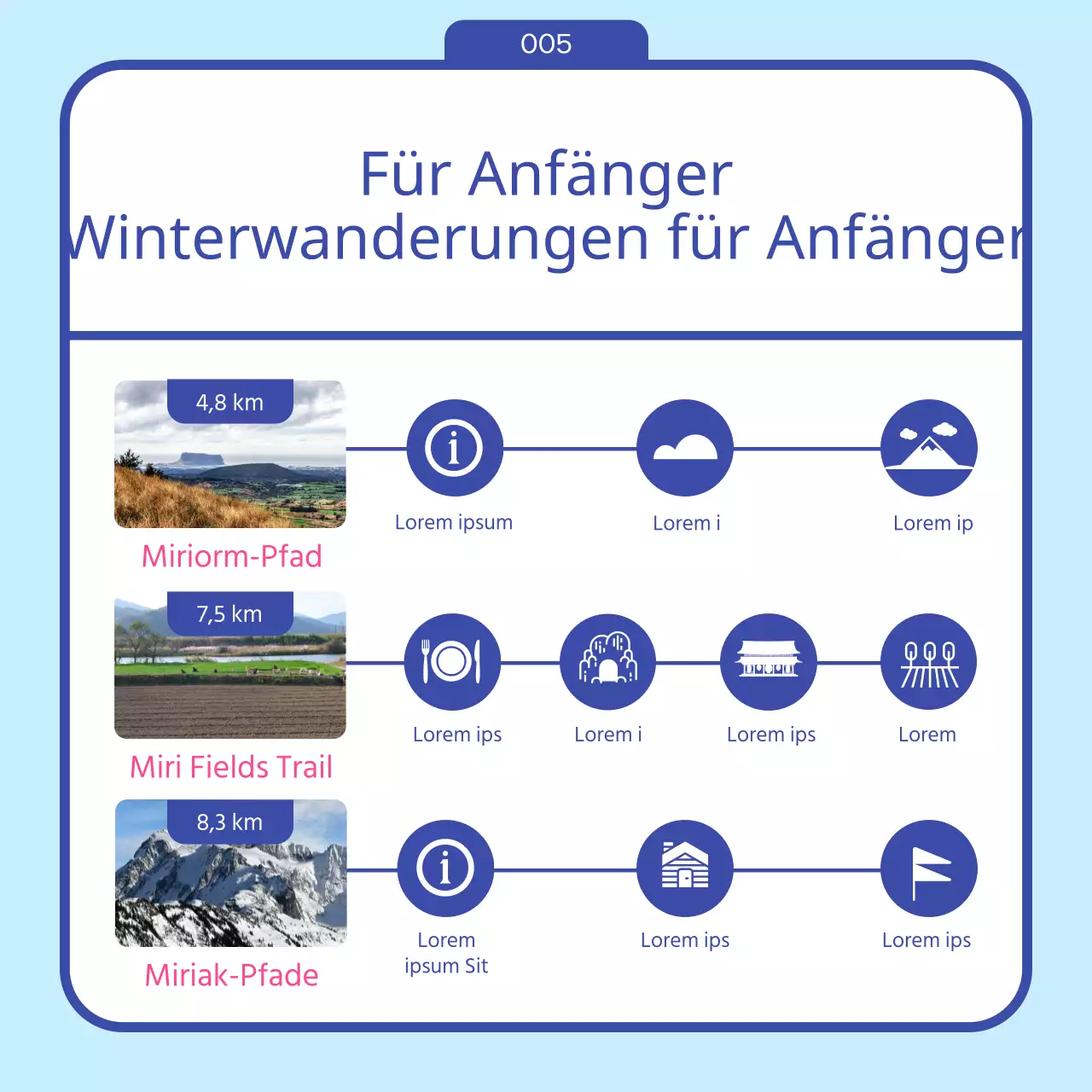 Vorwinterlicher Wanderführer mit blauem Wintersymbol