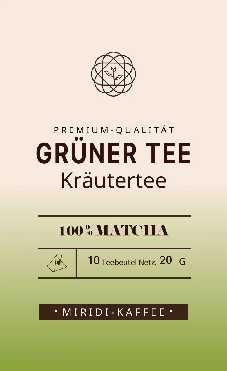 Neujahrstag Elfenbein Illustrated Cafe Grüner Tee Etikett