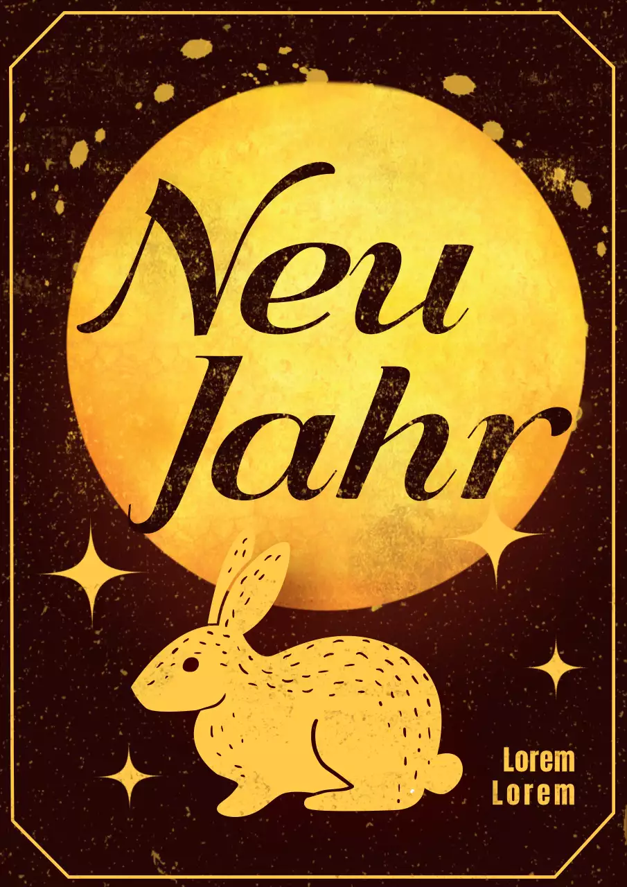 Neujahrsgrußkarte in Braun und Gelb