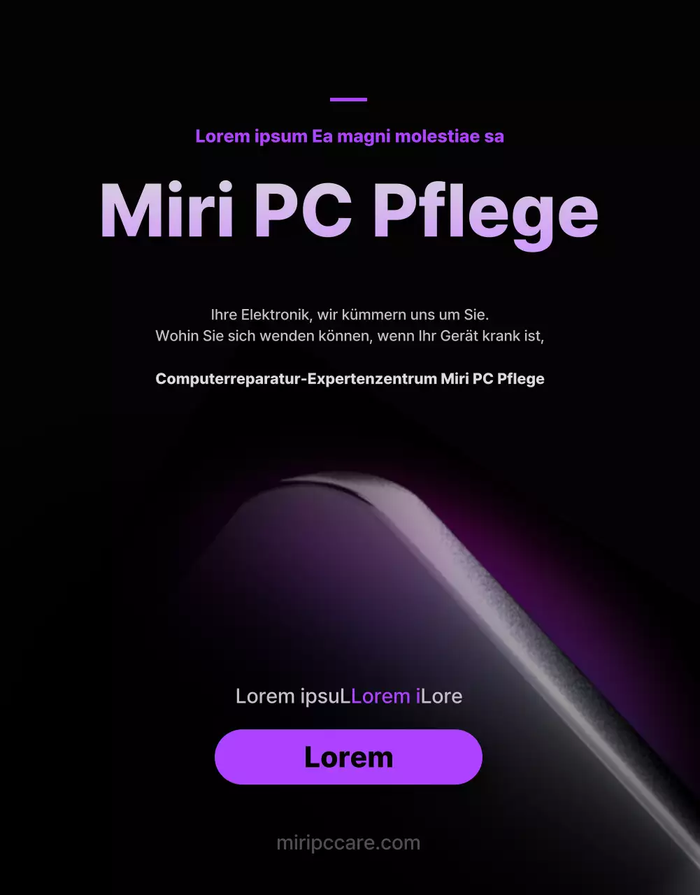 Werbung für Elektronikreparaturen mit lila Punkten (mehr)