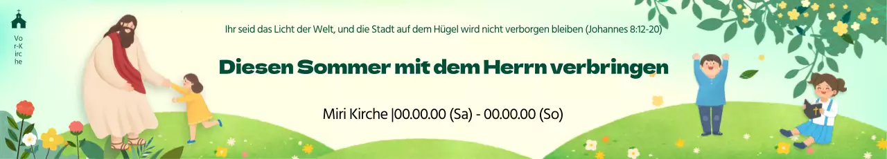 Bibelschule auf einem Feld mit warmer, grüner Sommeratmosphäre