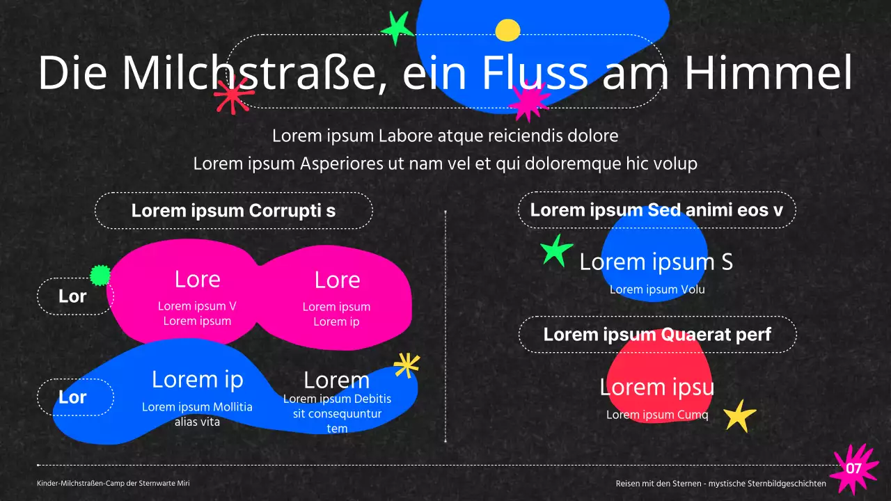 Bunte Sternwarte Milchstraße Camp Sternbilder auf schwarzem Hintergrund Lehrmittel