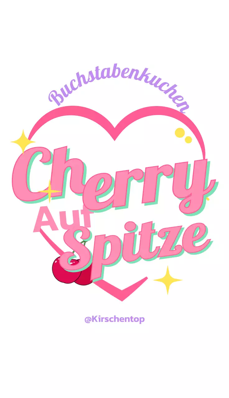 Süßigkeitenladen im Teenie-Stil mit lila und rosa Herz- und Kirschillustrationen