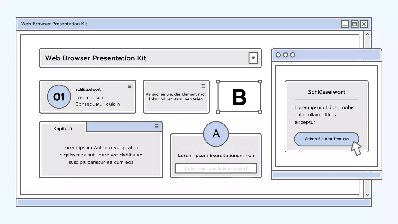 Präsentationsmappe mit einem hellblauen Browserkonzept