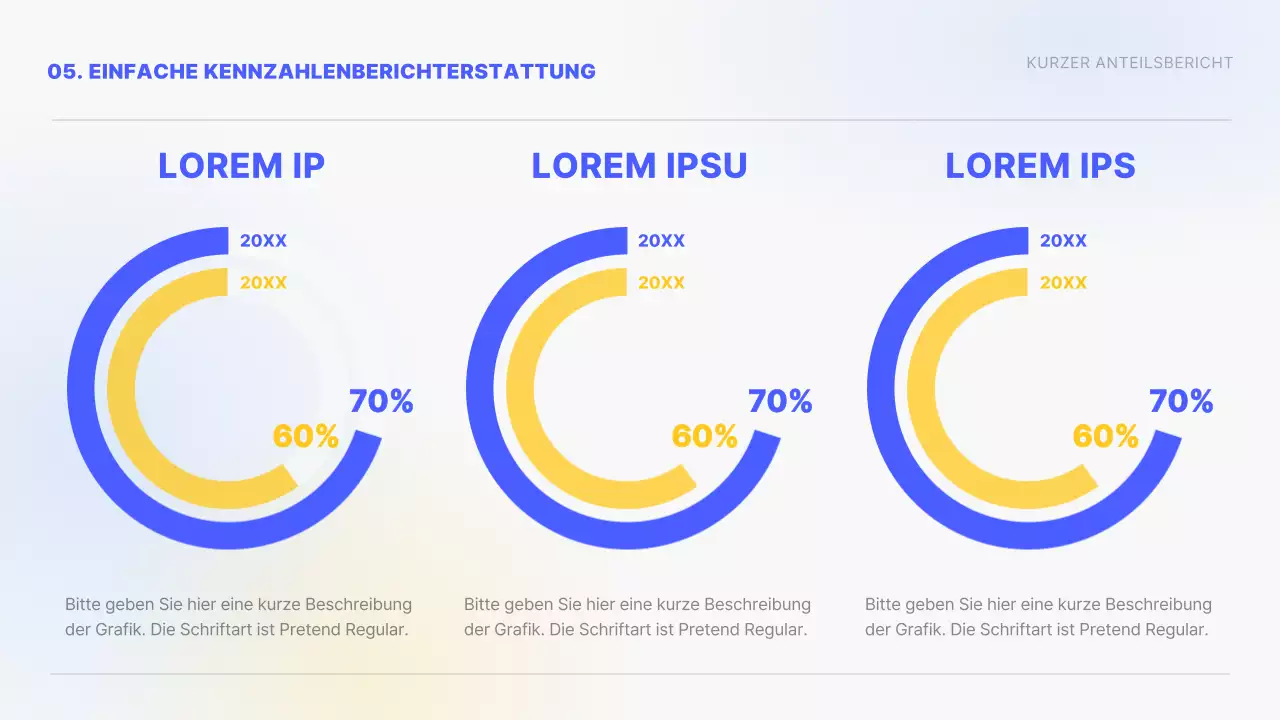 Gelber und blauer Farbverlauf Einfache Diagramme und Infografiken Konzeptioneller Leistungsbericht