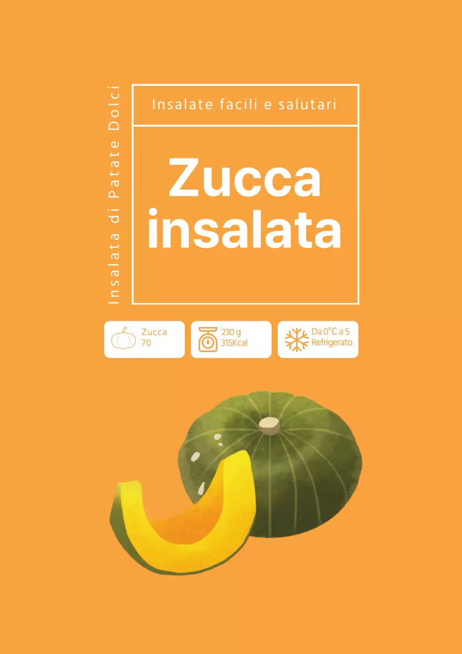 Etichetta semplice per insalata di zucca in arancione