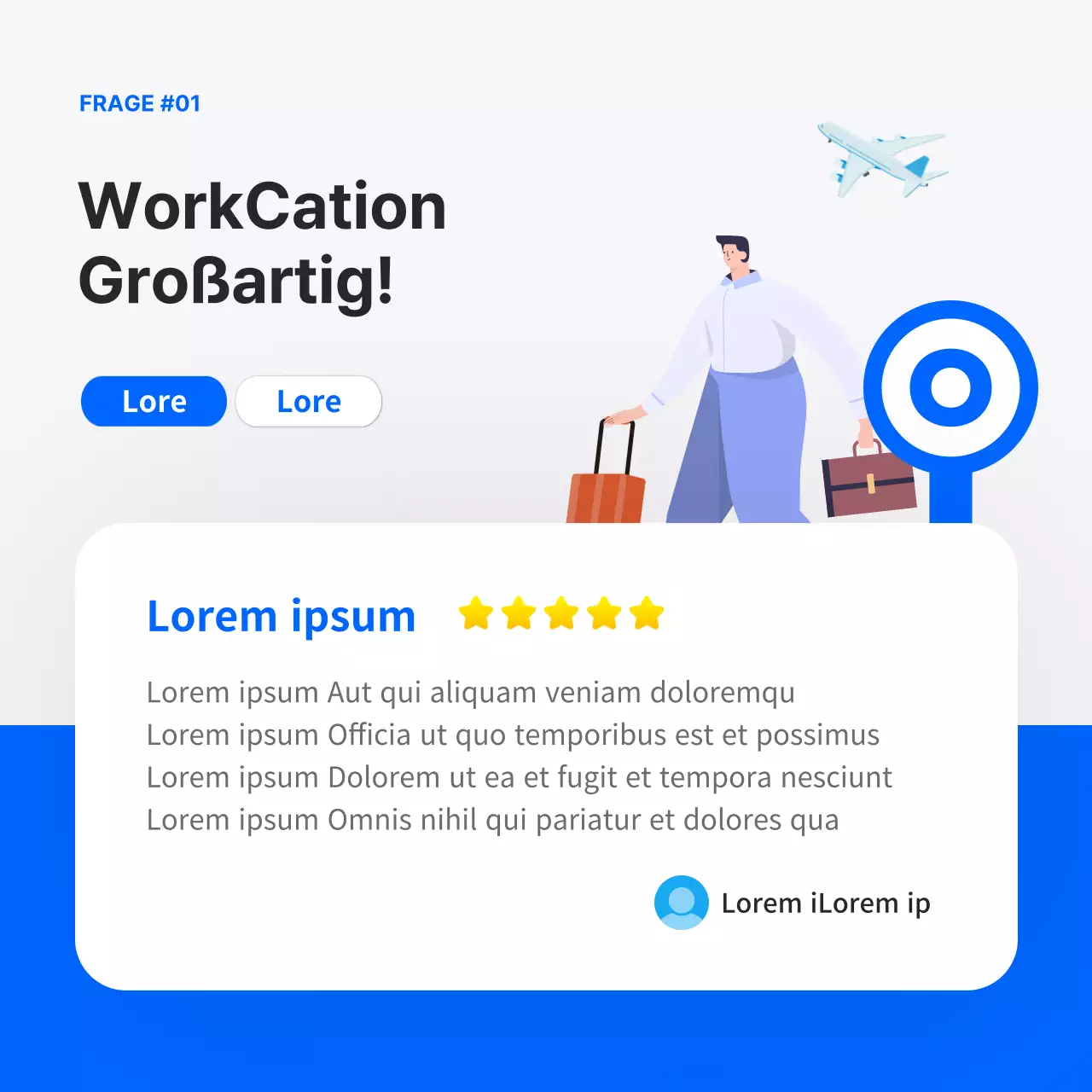 Saubere blaue Arbeitsplatzdebatte cardnews design