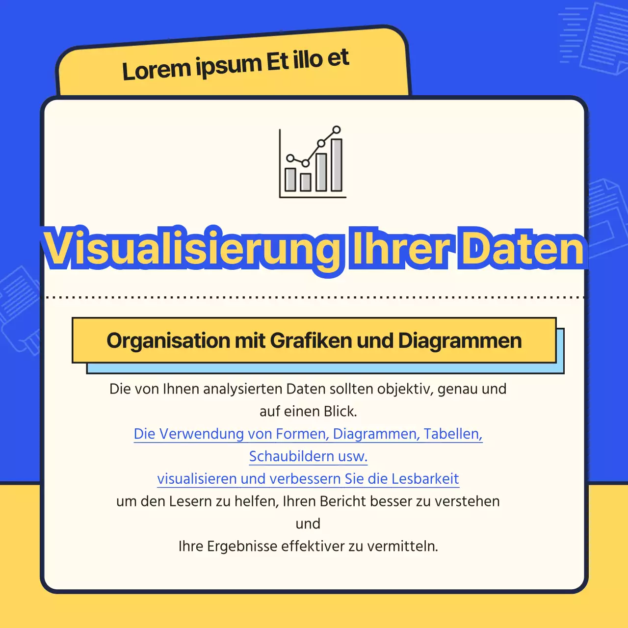 Ein einfaches blaues und gelbes Deck für die Einarbeitung neuer Mitarbeiter