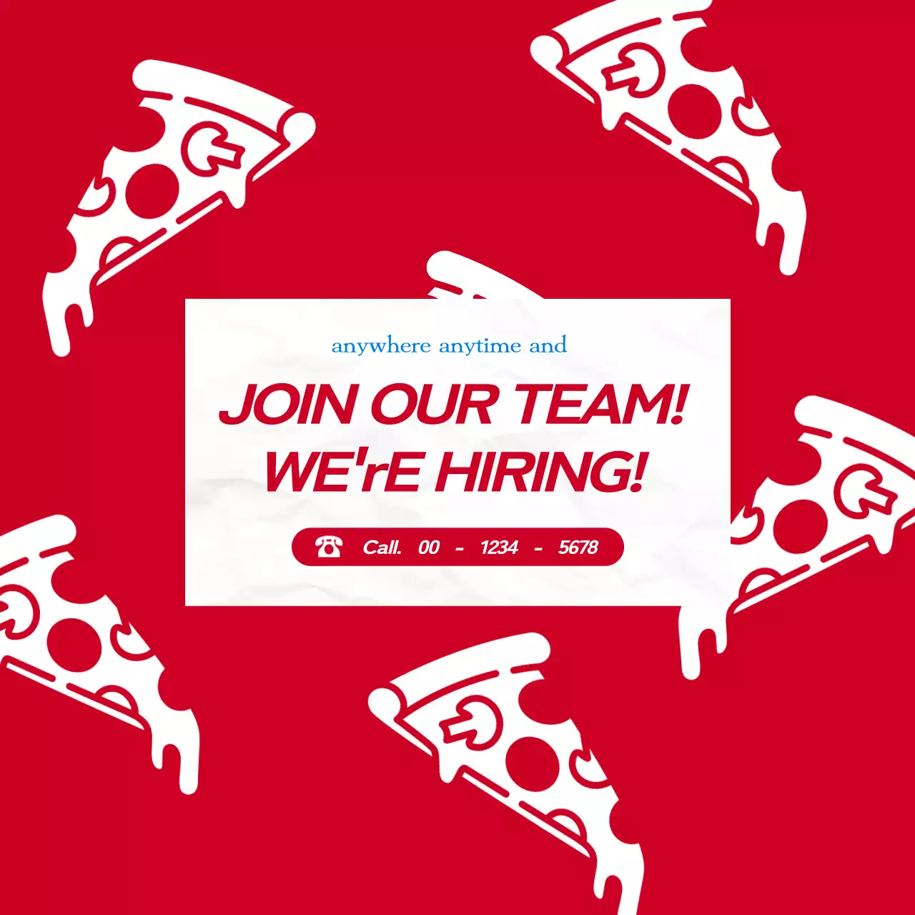 赤 ポップ ピザ メニュー SNS投稿 正方形