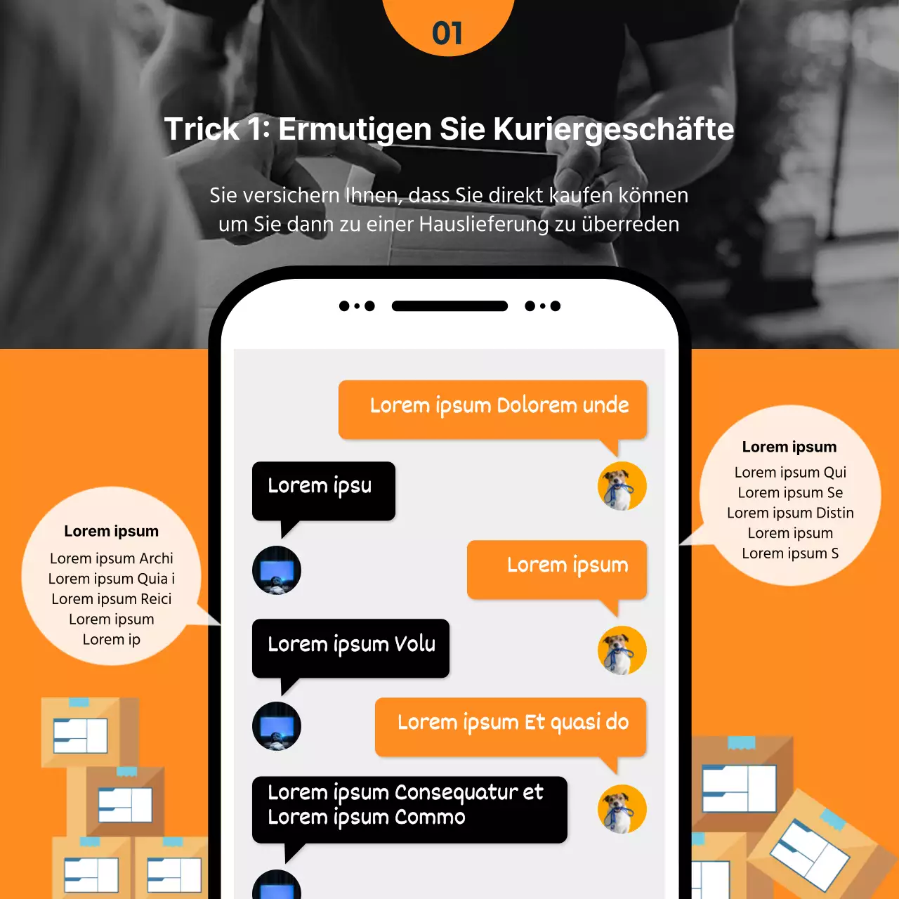 Betrug aus zweiter Hand in Orange und MarineblauTypesCardNews