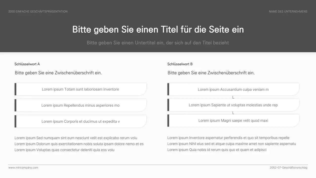 Einfache Geschäftspräsentation in Schwarz und Weiß