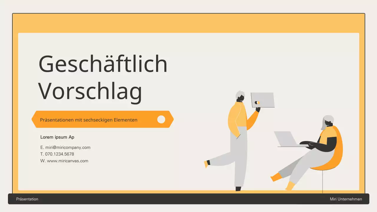 Geschäftsvorschlag mit gelben sechseckigen Elementen