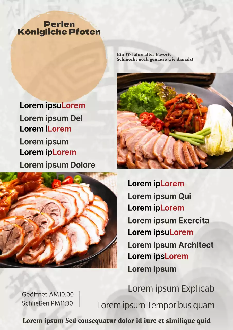 Speisekarte eines Udon-Restaurants mit einfachen Fotos von Lebensmitteln und Menü in Rot