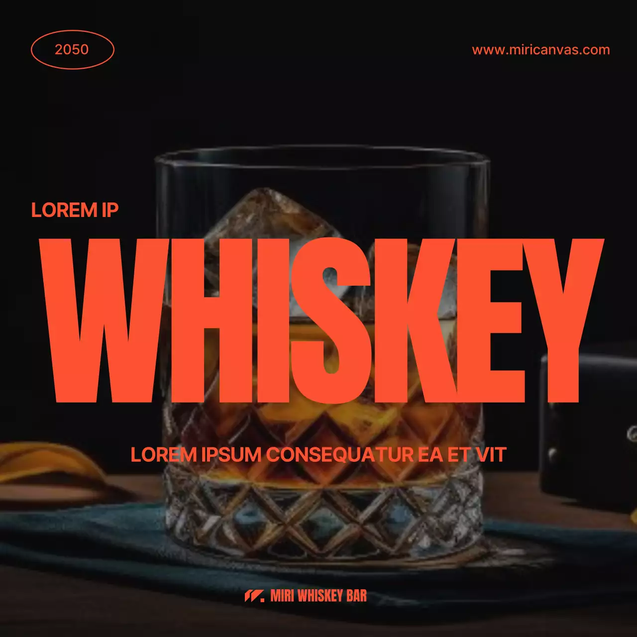 Förderung einfacher Whiskysorten in Orange und Schwarz