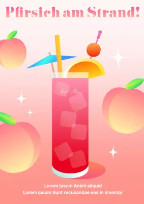 Hübsche, niedliche Pfirsich-Cocktailkunst in Rosa, Orange und Gelb mit einem Hauch von Sommerfrische