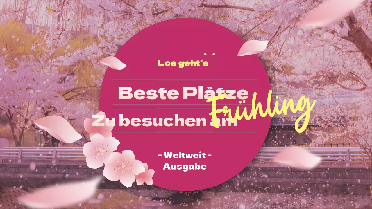 Empfohlene inländische Reiseziele mit rosa Blumen und Frühlingsgefühlen