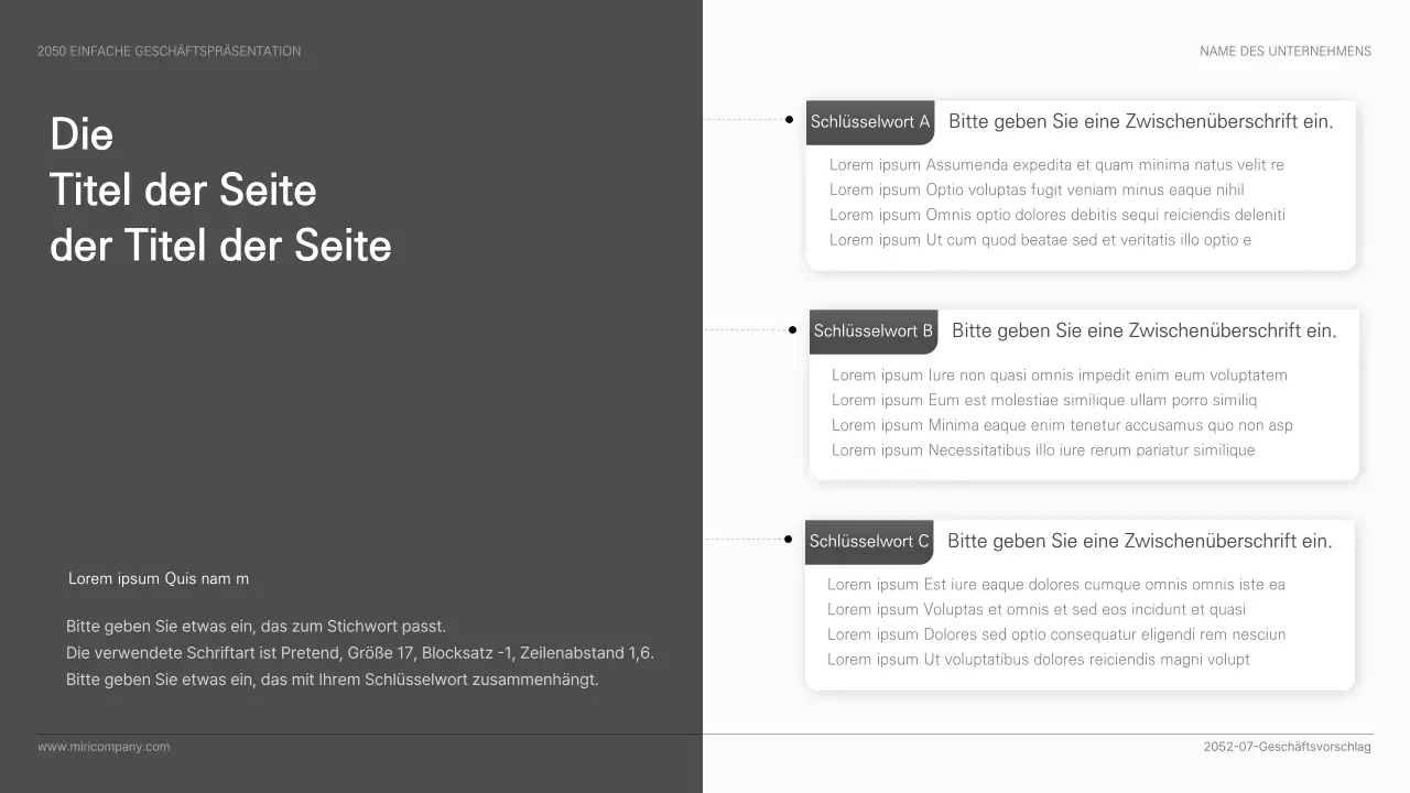 Einfache Geschäftspräsentation in Schwarz und Weiß