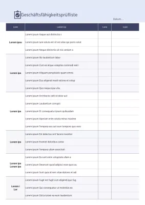 Durchführbarkeits-Checkliste in blau