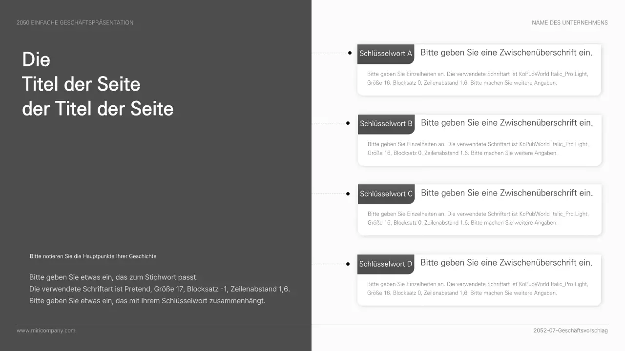 Einfache Geschäftspräsentation in Schwarz und Weiß