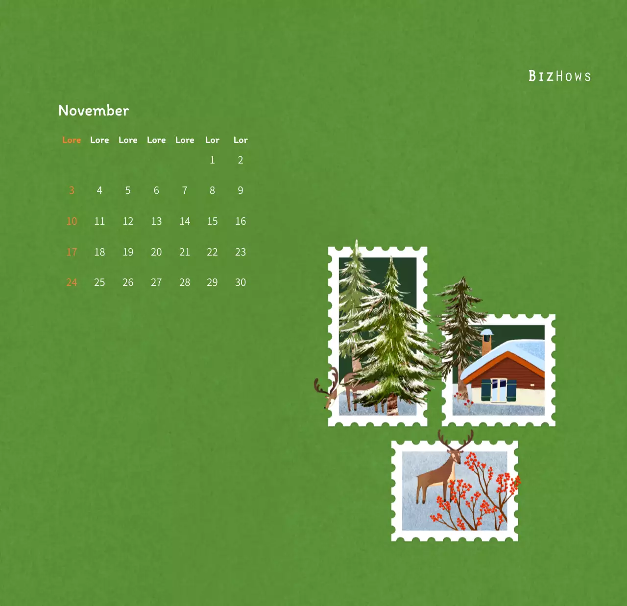 Stempelillustrationen mit einem warmen Konzept