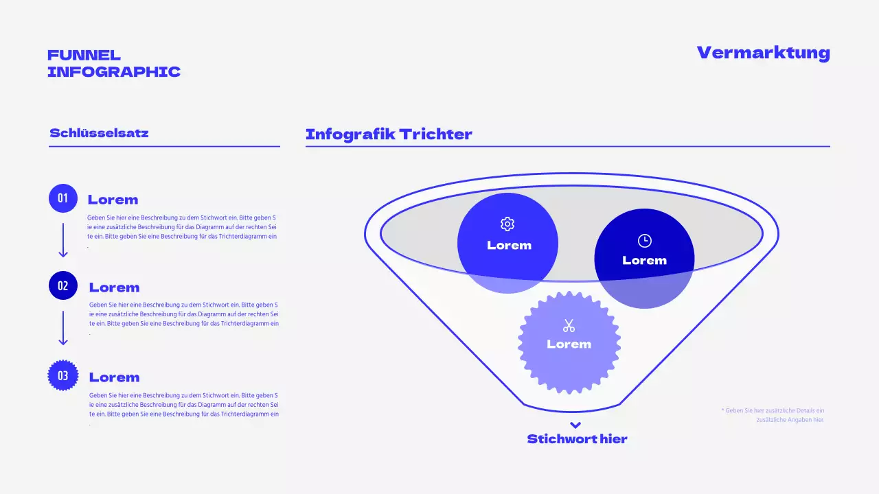 Ein einfaches Konzept Trichter in weiß und blau