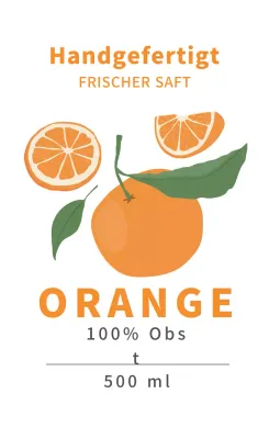 Niedliche Lebensmitteletiketten mit orangefarbenen Illustrationen
