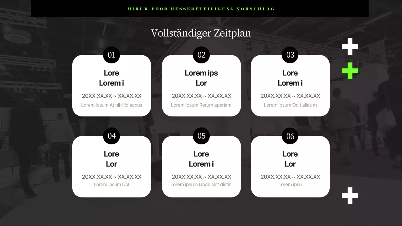 Moderner Vorschlag für eine Lebensmittelmesse in Schwarz und Chartreuse