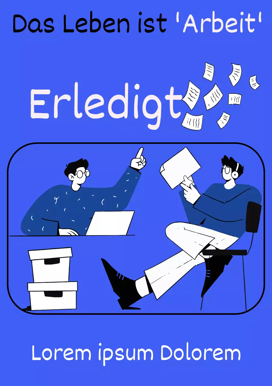 Einfaches blau-weißes Buchcover für Leben und Arbeit