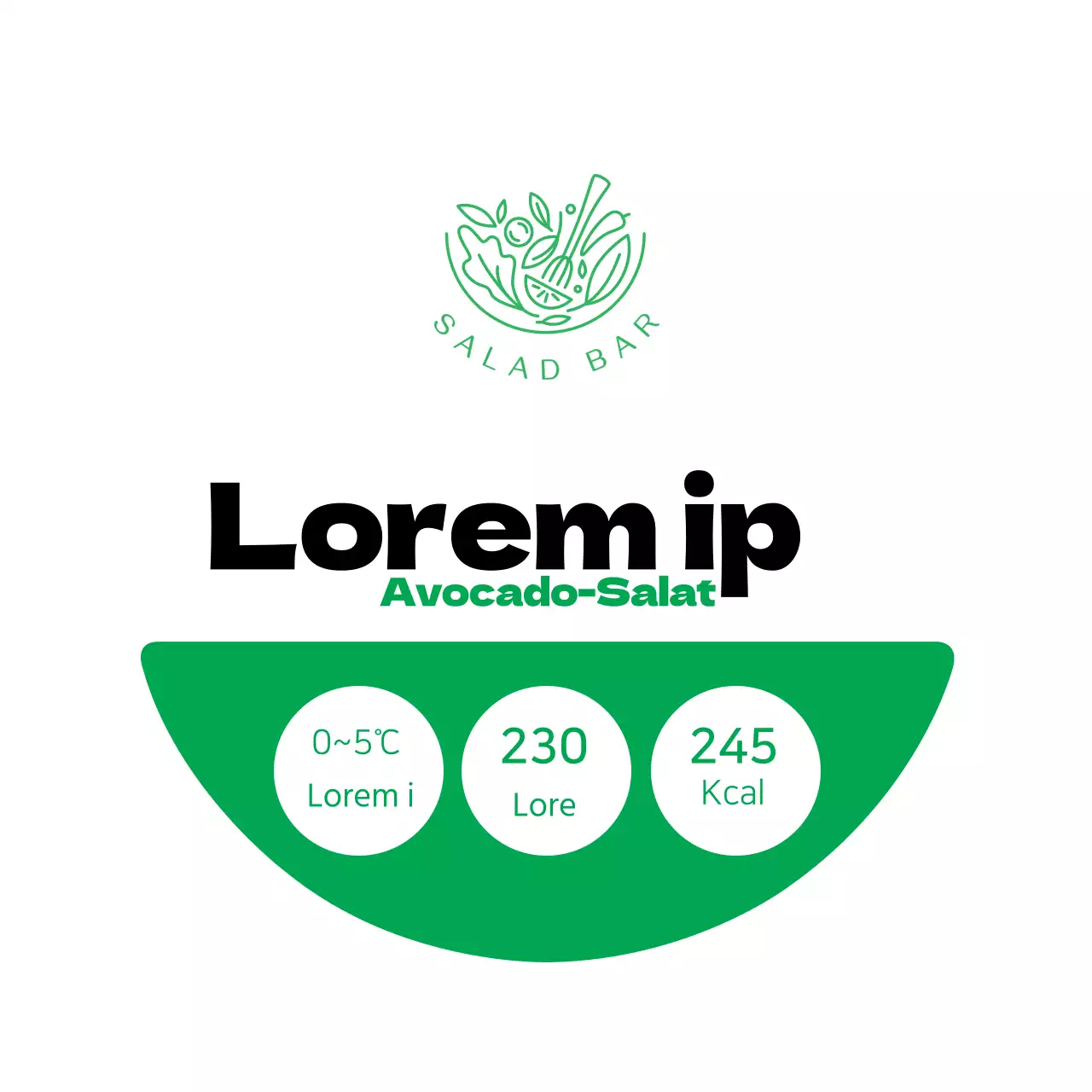 Hübsche weiße und grüne Avocado-Salat-Etiketten