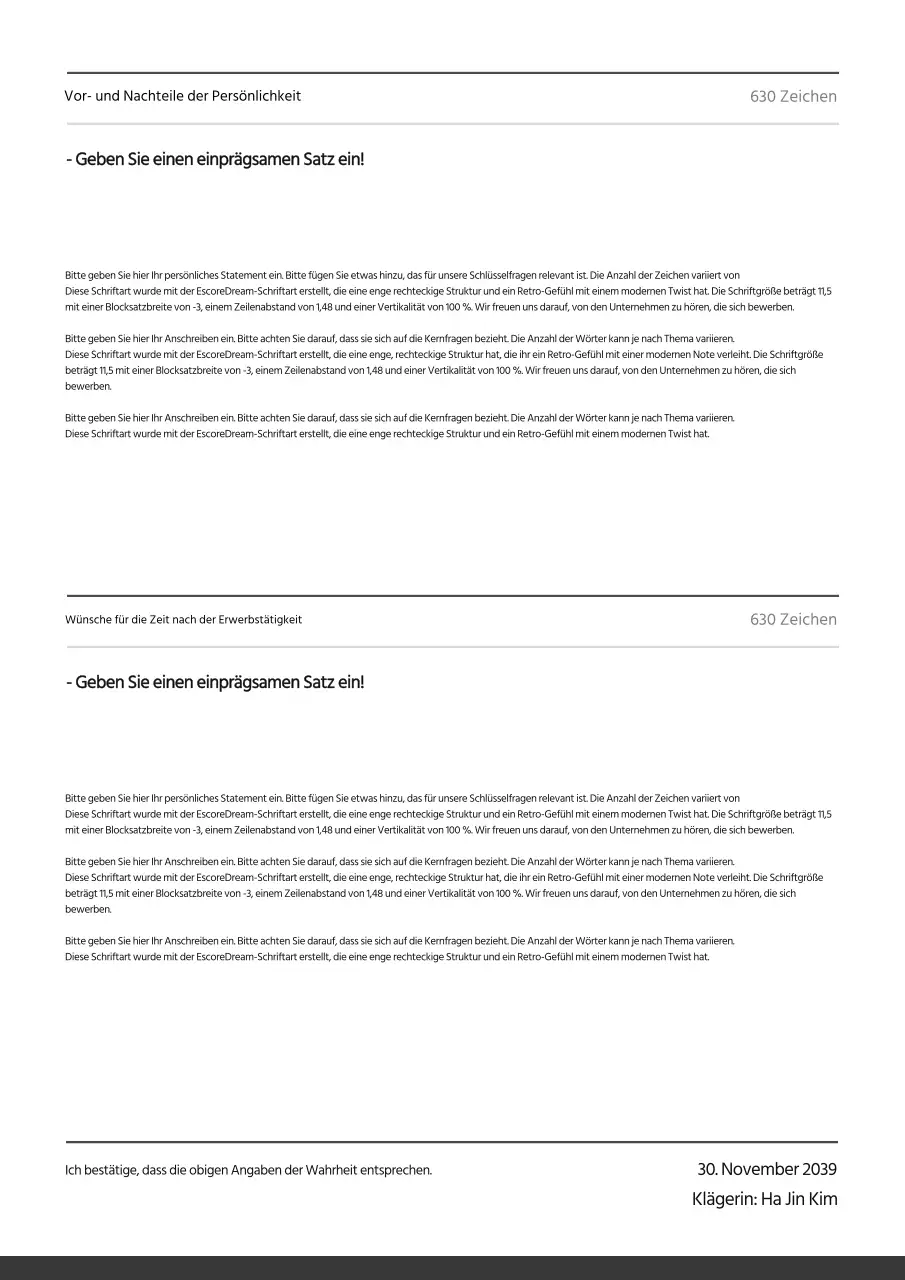 Ein graues und einfaches Formular für ein Anschreiben