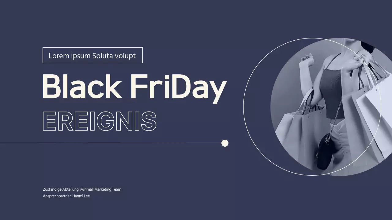 Black Friday Eventplaner für ein modernes Einkaufszentrum in Marineblau und Beige