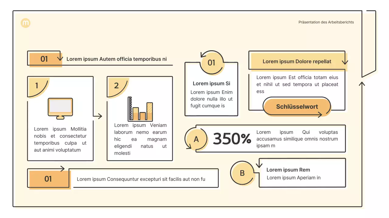 Punktformen mit Pfeilen in hellgelb Business-Präsentationsmappe