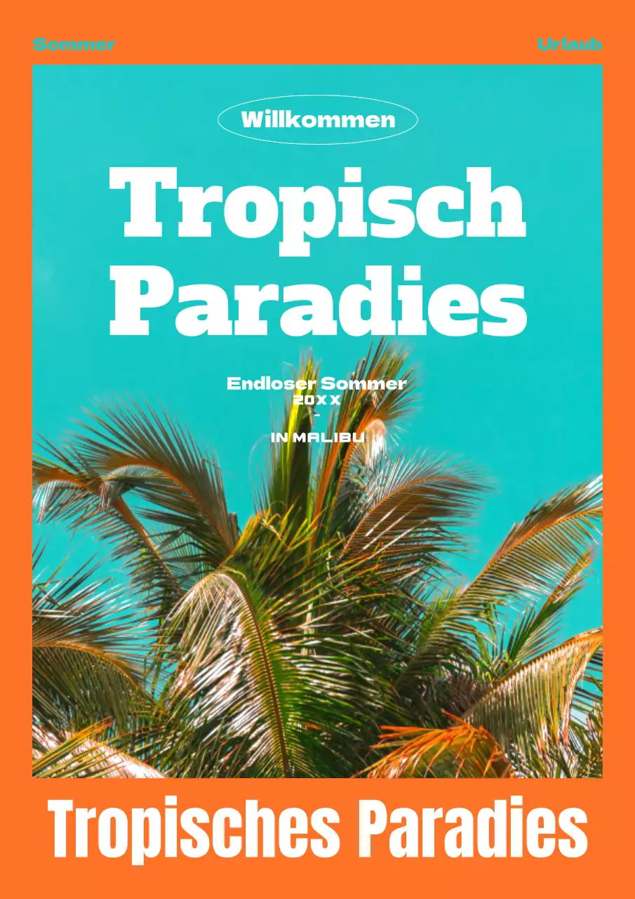 Tropical Palm Tree Tropical, eine vom Urlaub inspirierte Palme in Orange-Teal