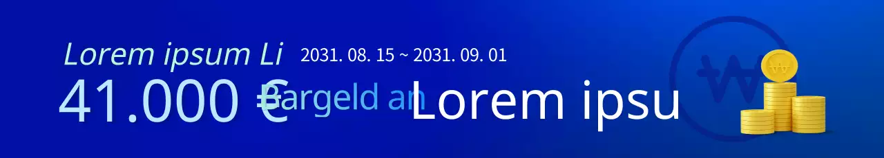 Horizontales Webbanner für eine Veranstaltung in Blau und Hellblau mit Farbverlauf