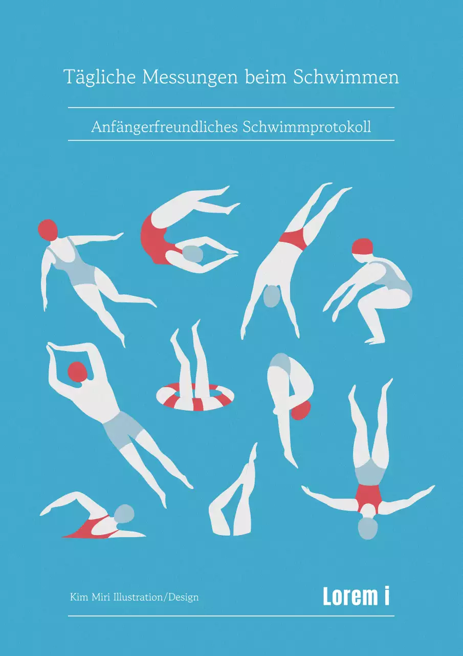 Niedlich illustrierte Schwimmtagebücher in Hellblau