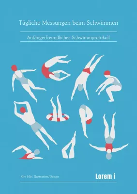 Niedlich illustrierte Schwimmtagebücher in Hellblau