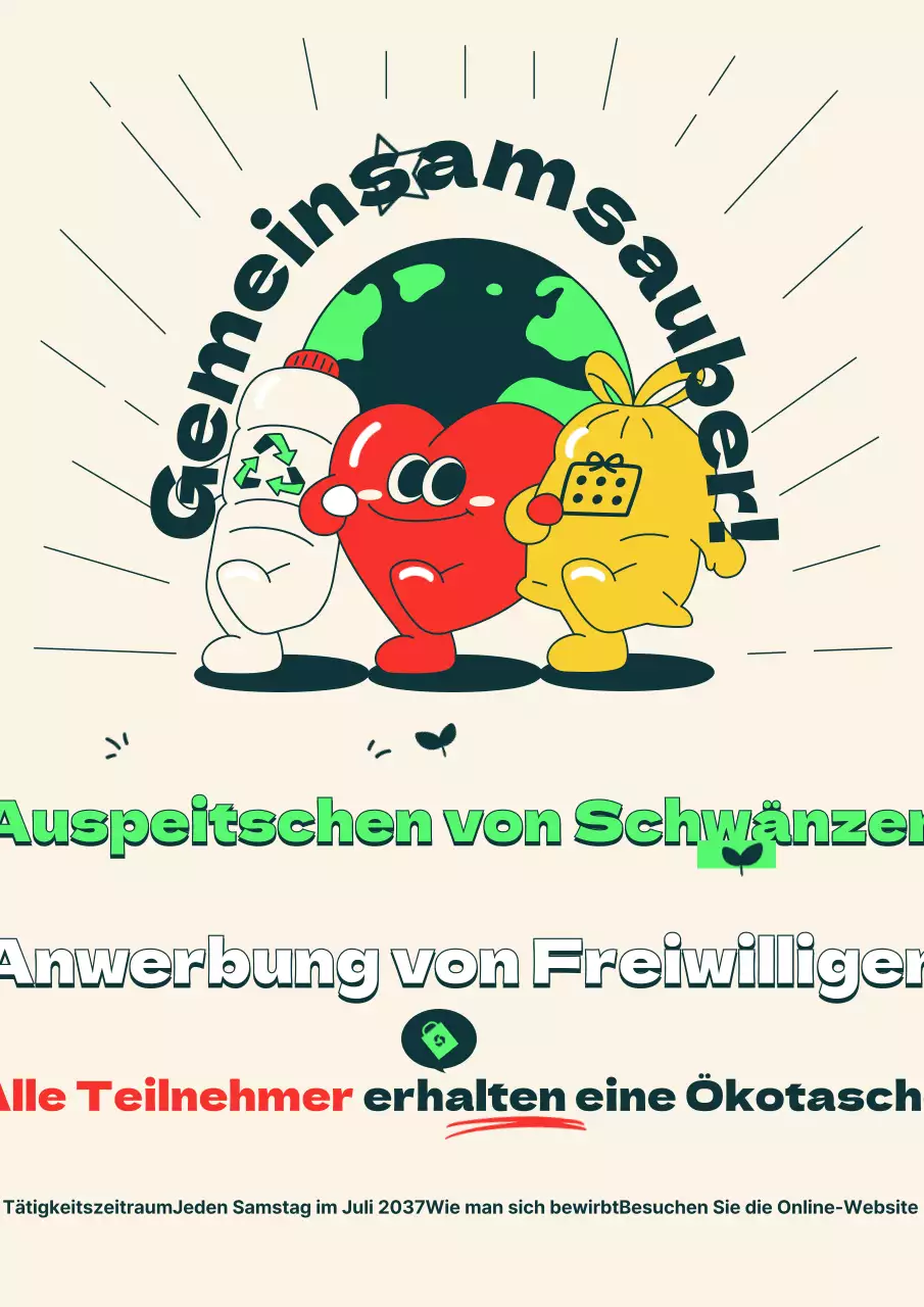 Lime green Grün Niedlich und kitschig Charakter Illustration Konzept Auspeitschen Freiwillige gesucht