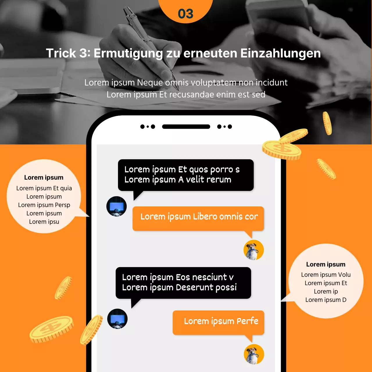 Betrug aus zweiter Hand in Orange und MarineblauTypesCardNews