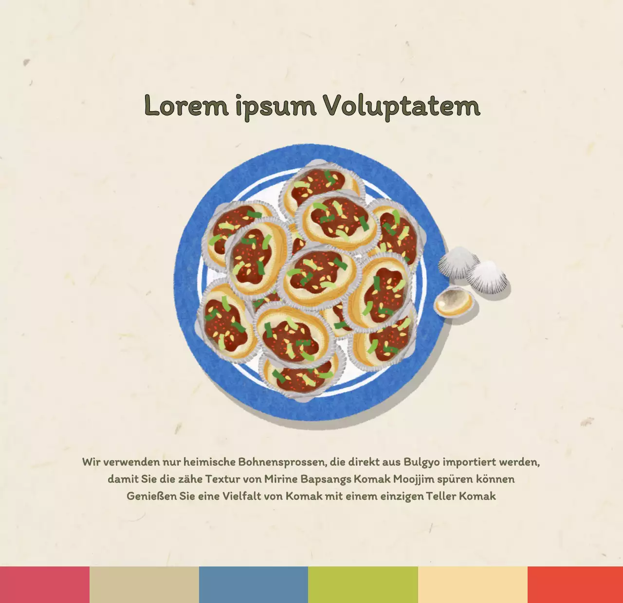 Traditioneller koreanischer Restaurantkonzept-Gutscheinkalender in Beige und Braun