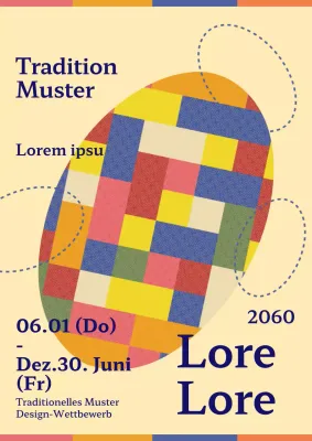 Ankündigung eines Wettbewerbs zur Gestaltung eines traditionellen gelb-marineblauen Designs