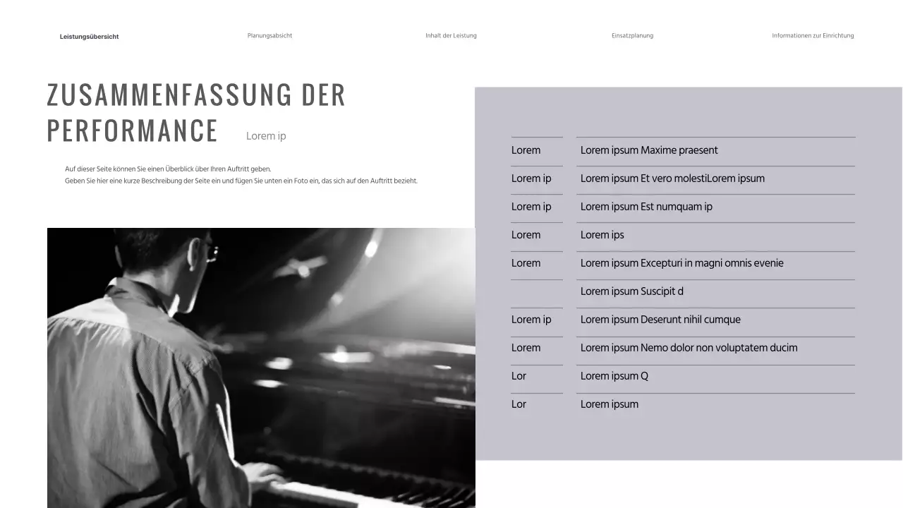 Ein Programm für ein Klavierkonzert in beruhigenden lila Pastelltönen.