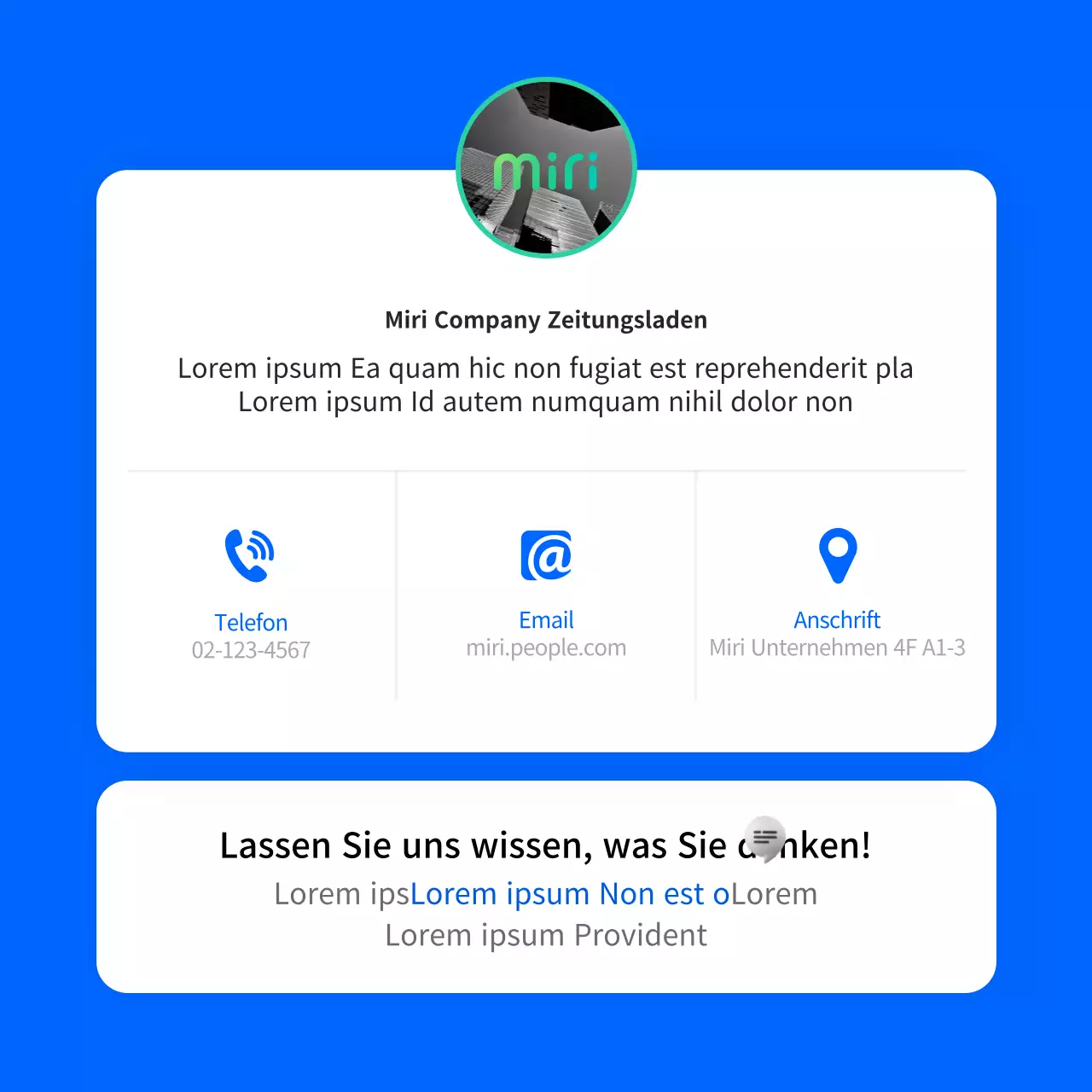 Saubere blaue Arbeitsplatzdebatte cardnews design